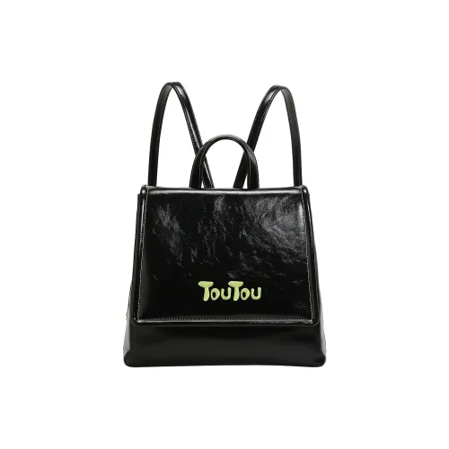 TOUTOU PU Backpack Medium Size Women's Oreo Black