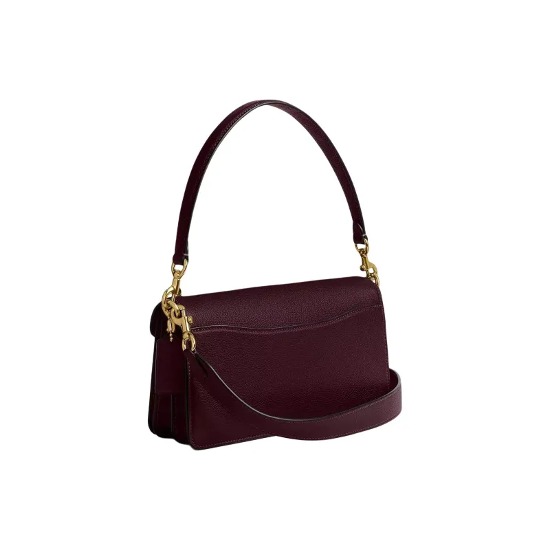 COACH Tabby Polished Pebble Leather Portable Crossbody Bag, Shoulder Bag Medium Size Women's Merlot Red-1