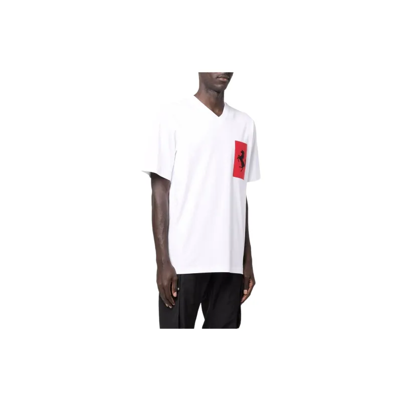 Ferrari Logo-patch V-neck T-shirt-3