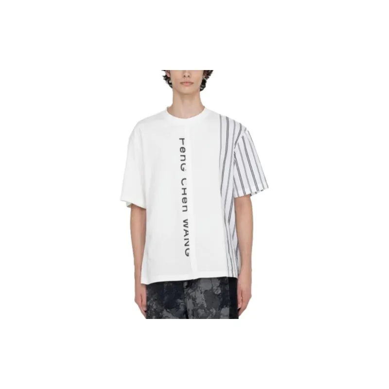 Feng Chen Wang Stitching Series T Shirts Men White-1