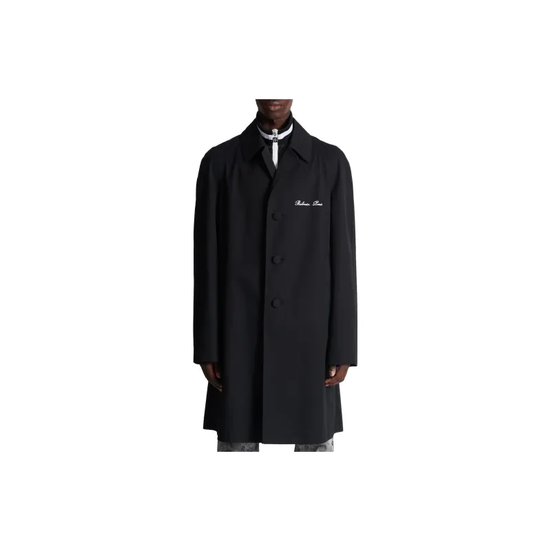 BALMAIN Logo Detailed Single Breasted Coat-4