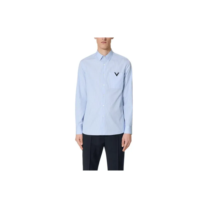 Valentino Logo Plaque Striped Shirt-1