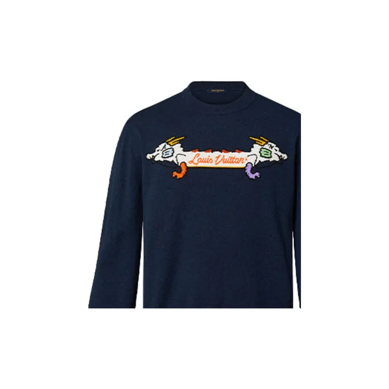 LOUIS VUITTON X Nigo Intarsia Jacquard Graphic Cashmere Crewneck-5