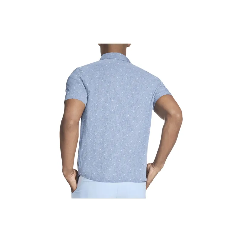Skechers GO WALK Air Printed Short Sleeve Shirt Shirt Men's Denim Blue-2