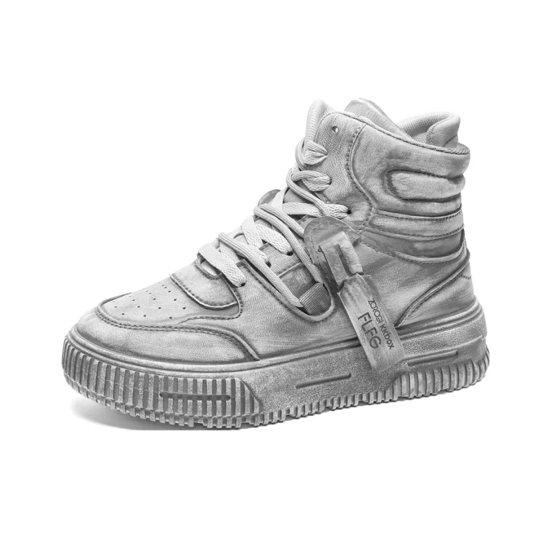 HACKBUTEER High Top Skateboard Shoes Unisex Vintage Gray Box-2