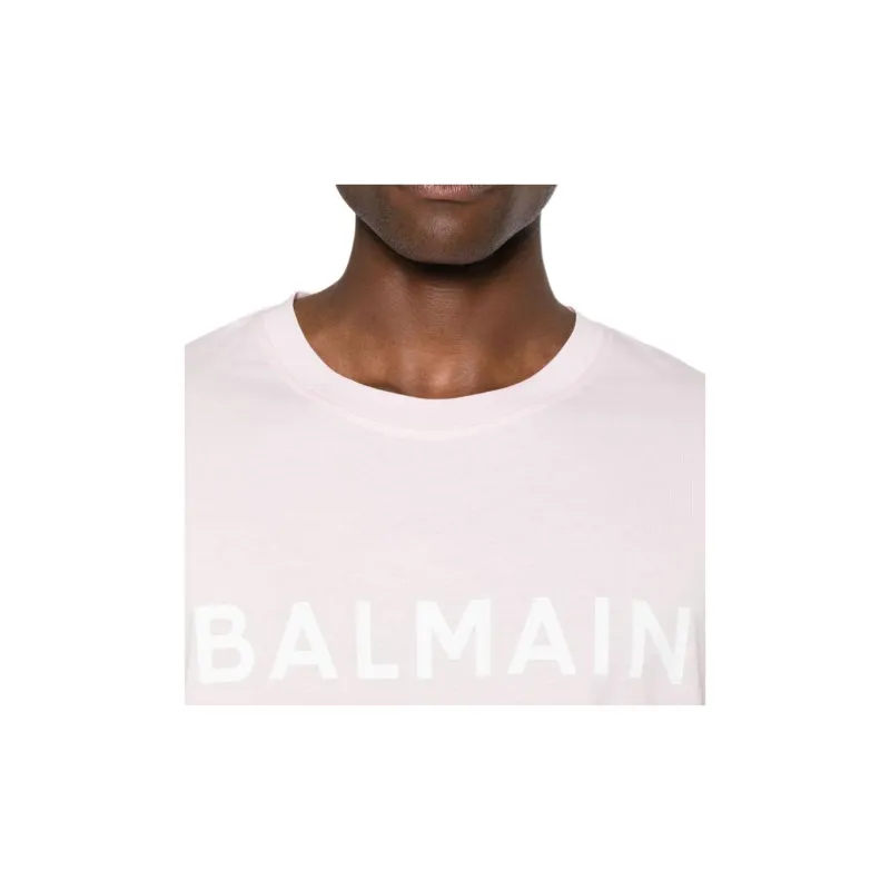 BALMAIN Logo Printed Round Neck T Shirt-4