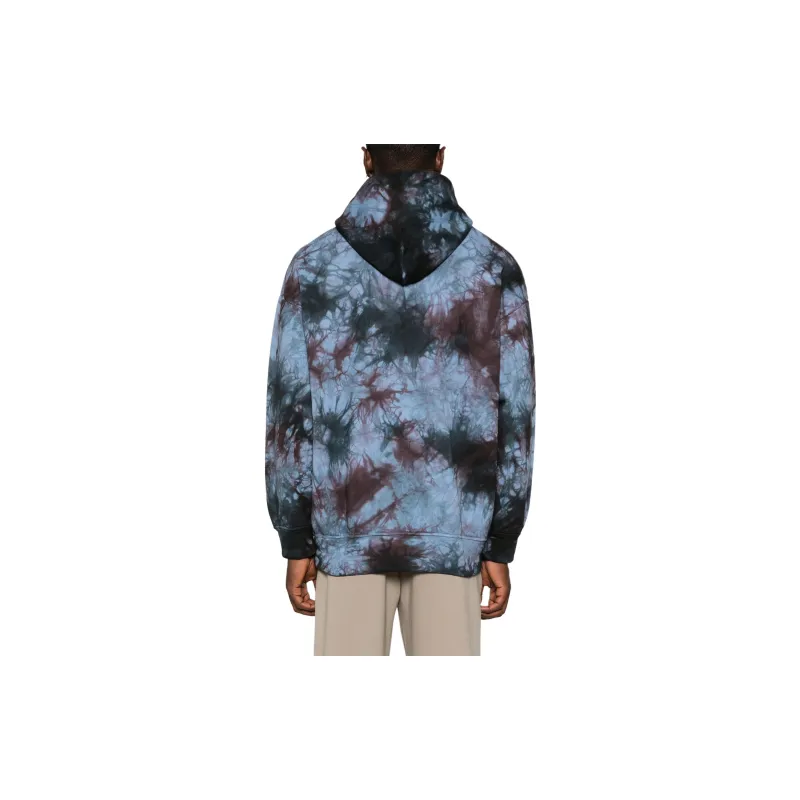 EMPORIO ARMANI Asv Black Blue Capsule Collection Oversize Organic jersey Hooded Tie dye Print Sweatshirt-3