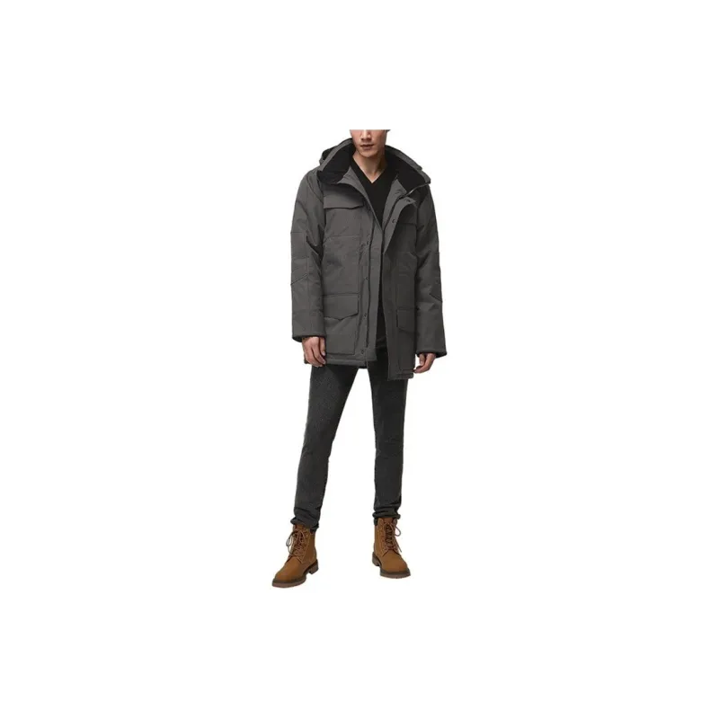 Canada Goose Windermere Series Solid Color Hooded Down Jacket Men's Graphite-3