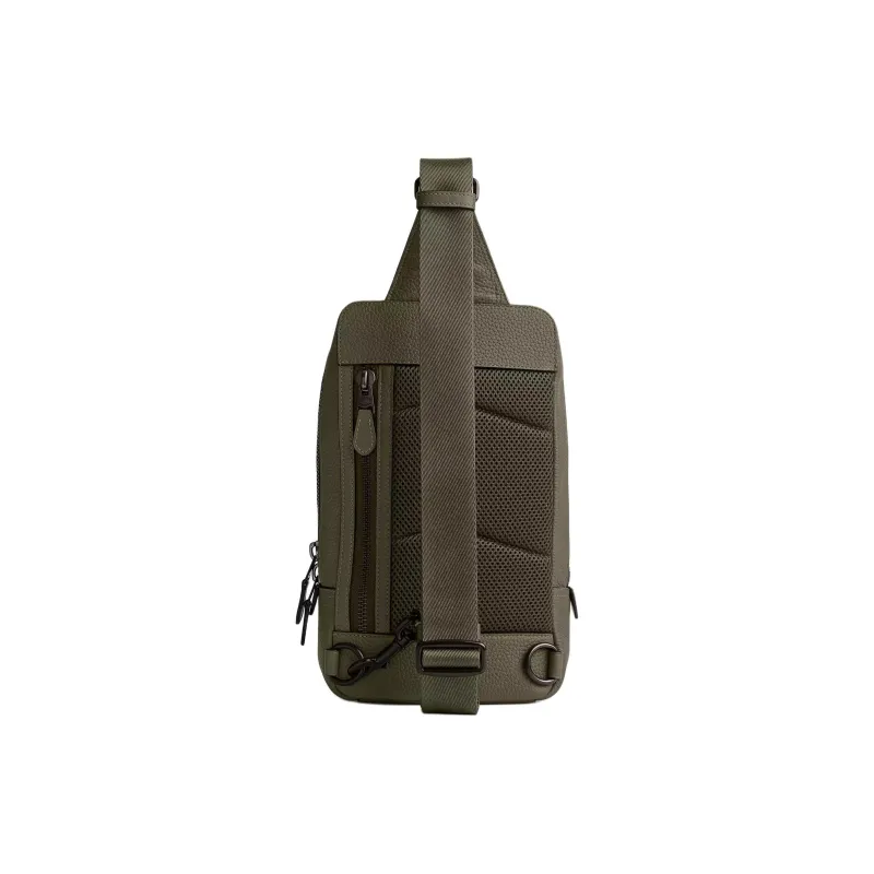 COACH Gotham Pebble Leather Sling Bag, Crossbody Bag Trumpets Men's Army Green-1