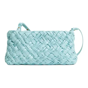 Bottega Veneta Cow Leather Handbag Shoulder Bag Small Size Women's Sky Blue