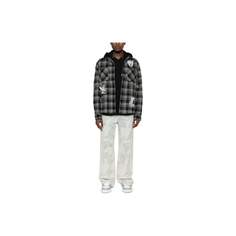 OFF WHITE Character Checked Long Sleeved Shirt-1
