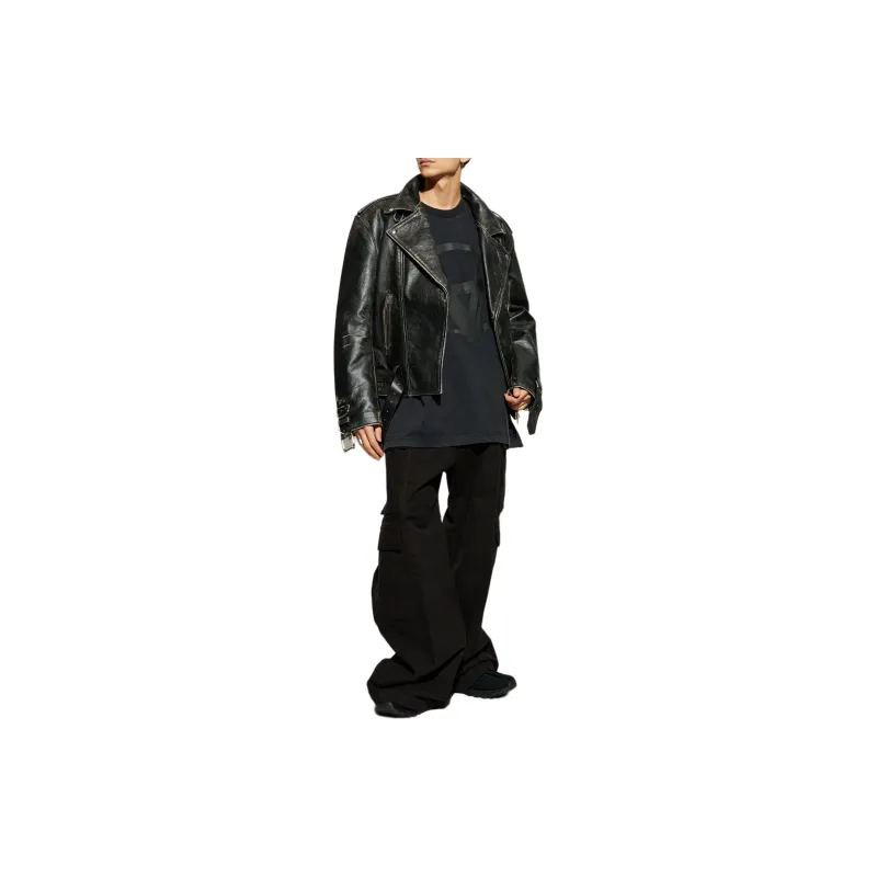 Vetements Distressed Bondage Leather Jacket-3
