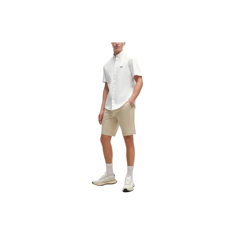 HUGO BOSS Regular Fit Shirt In Cotton Piqué Jersey Shirt Men's White-3