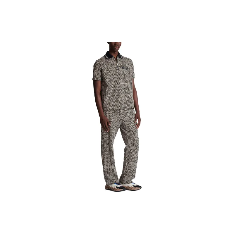 BALMAIN Monogram Jacquard Zipped Polo Shirt-1