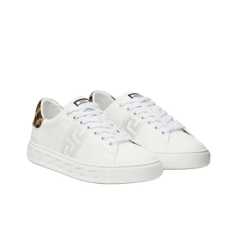 VERSACE Leoparo Greca Low Top Skateboard Shoes Women's White-2