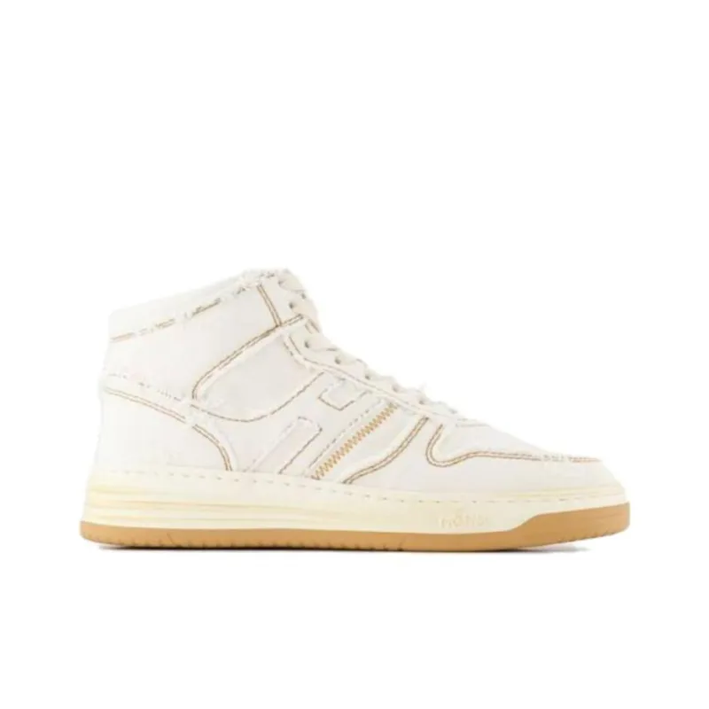 HOGAN H630 Mid Top Skateboard Shoes Women's Beige-1