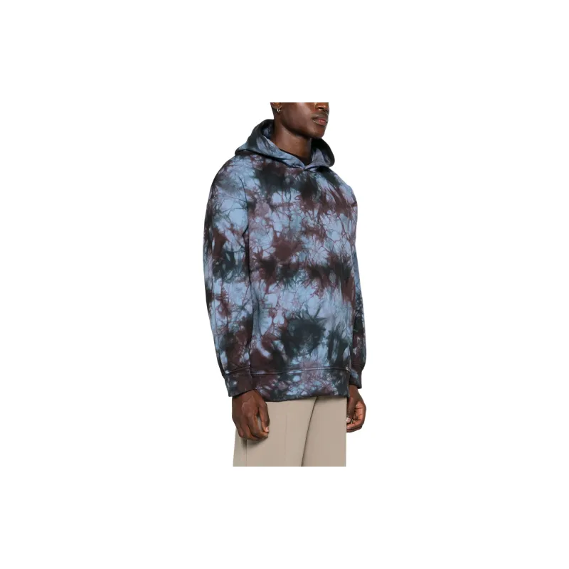 EMPORIO ARMANI Asv Black Blue Capsule Collection Oversize Organic jersey Hooded Tie dye Print Sweatshirt-2