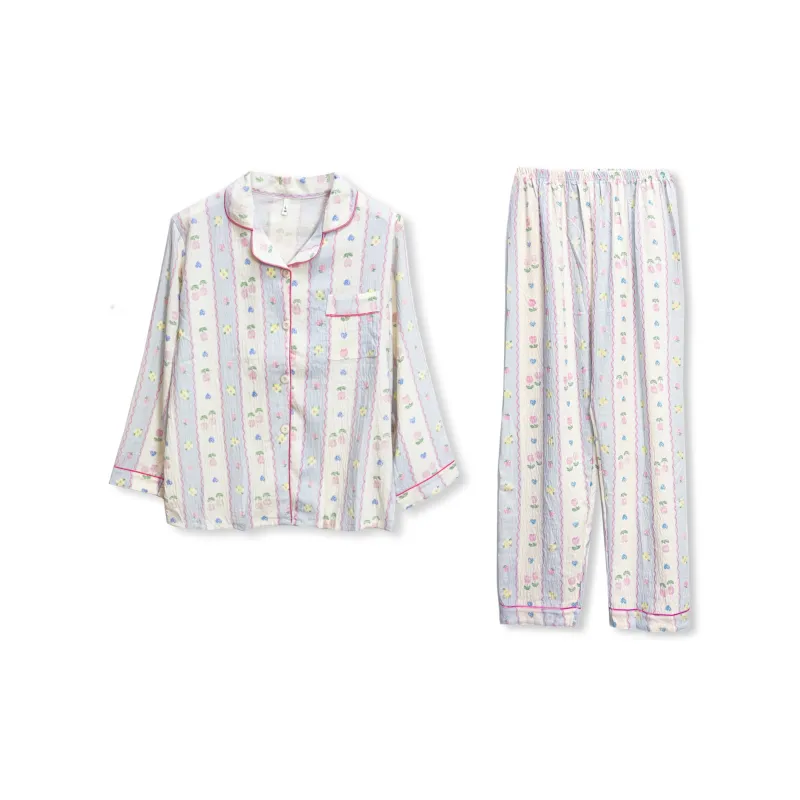 WANANNI Pajama Set Women's Blue Pink-0