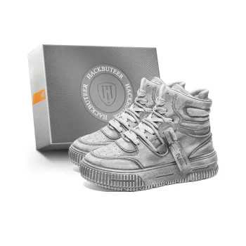 HACKBUTEER High Top Skateboard Shoes Unisex Vintage Gray Box