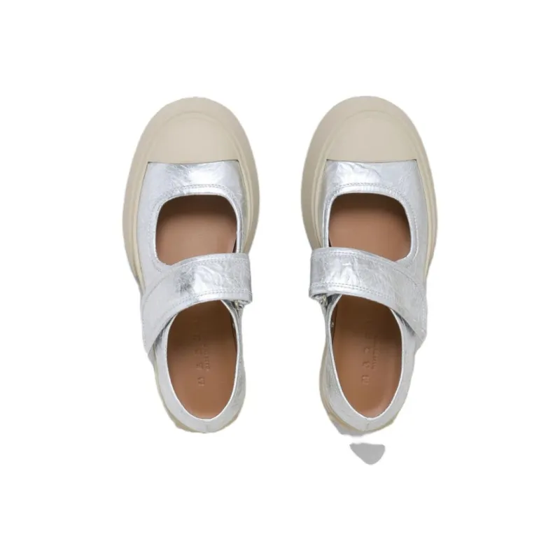 MARNI Mary Jane Metallic Wrinkled Sneakers Women's-4