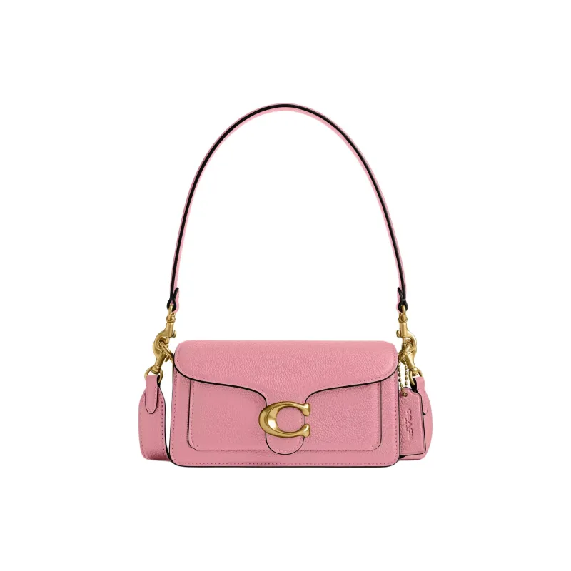 COACH Tabby Polished Pebble Leather Portable Crossbody Bag, Shoulder Bag Trumpets Women's Pink-0