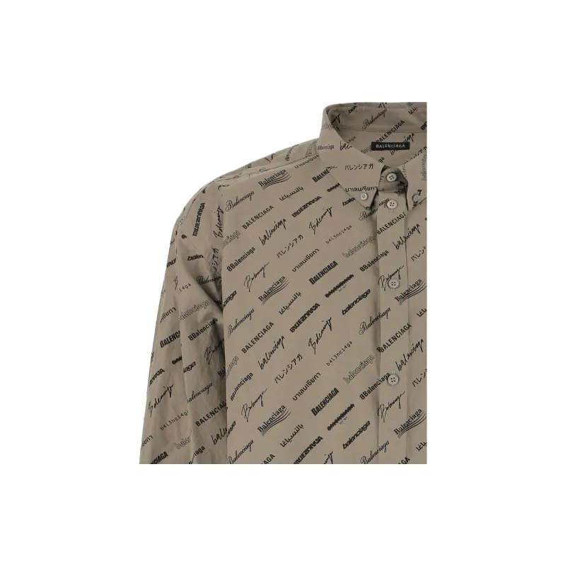 Balenciaga Allover Logo Print Long-Sleeved Shirt-3