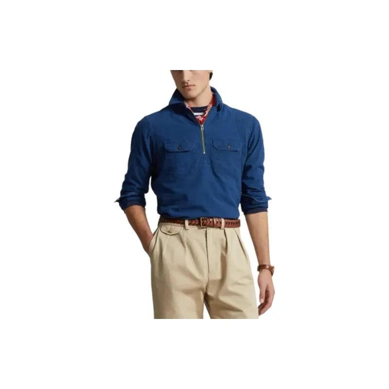 Polo Ralph Lauren Classic Fit Indigo Popover Workshirt Shirt Men's Dark Blue-3
