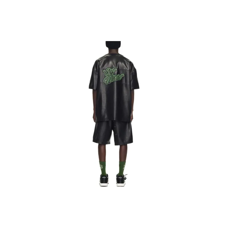 OFF WHITE Naulover Lea Leather Bermuda Shorts-3