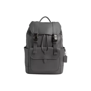 COACH League Smooth Leather Backpack Tubas Men's Charcoal