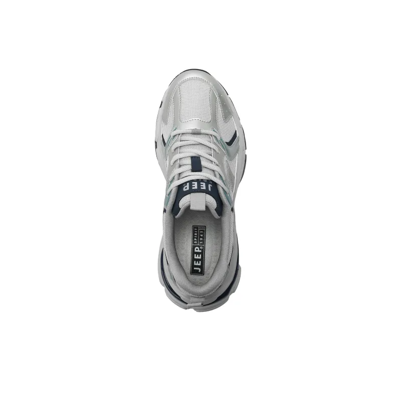 JEEP SPIRIT Anti Slip Wear Resistant Breathable Height Increasing Low Top Chunky Sneakers Men's Silver Gray-4