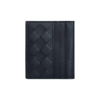 Bottega Veneta Intrecciato Cow Leather Wallet Men's Dark Shadow Gray With Olive Oil
