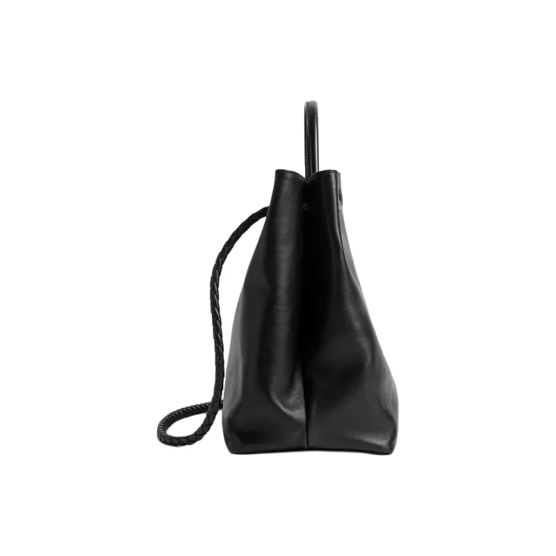 Bottega Veneta Andiamo Series Silky Cow Leather Shoulder Bag Crossbody Bag Handbag Large Size Women's Black-1