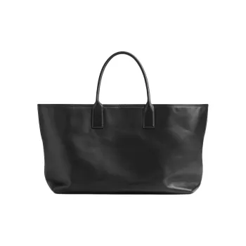 Bottega Veneta Calfskin Tote Bag, Shopping Bag, Handbag Large Size Women's Black