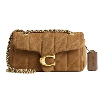 COACH Cow Leather Shoulder Bag Crossbody Bag Medium Size Women's Brass With Snow Pine Color