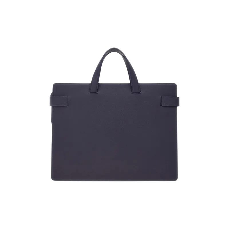 FERRAGAMO Hammered Calfskin Handbag Men's Midnight Blue-2