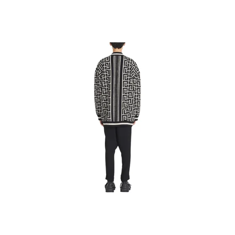 BALMAIN Monogram Jacquard Buttoned Cardigan-1