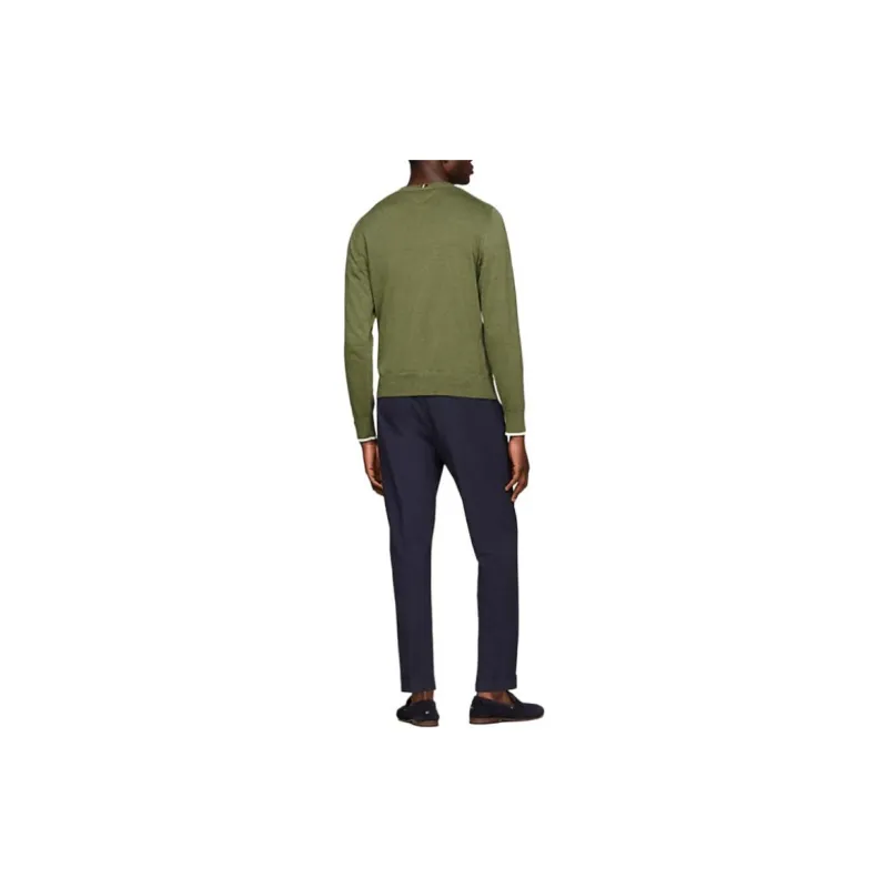 Tommy Hilfiger Crew Neck Mouliné Jumper Sweater Men's Green-2