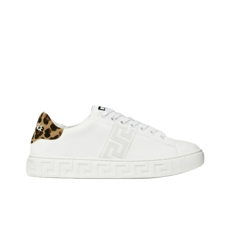 VERSACE Leoparo Greca Low Top Skateboard Shoes Women's White-1
