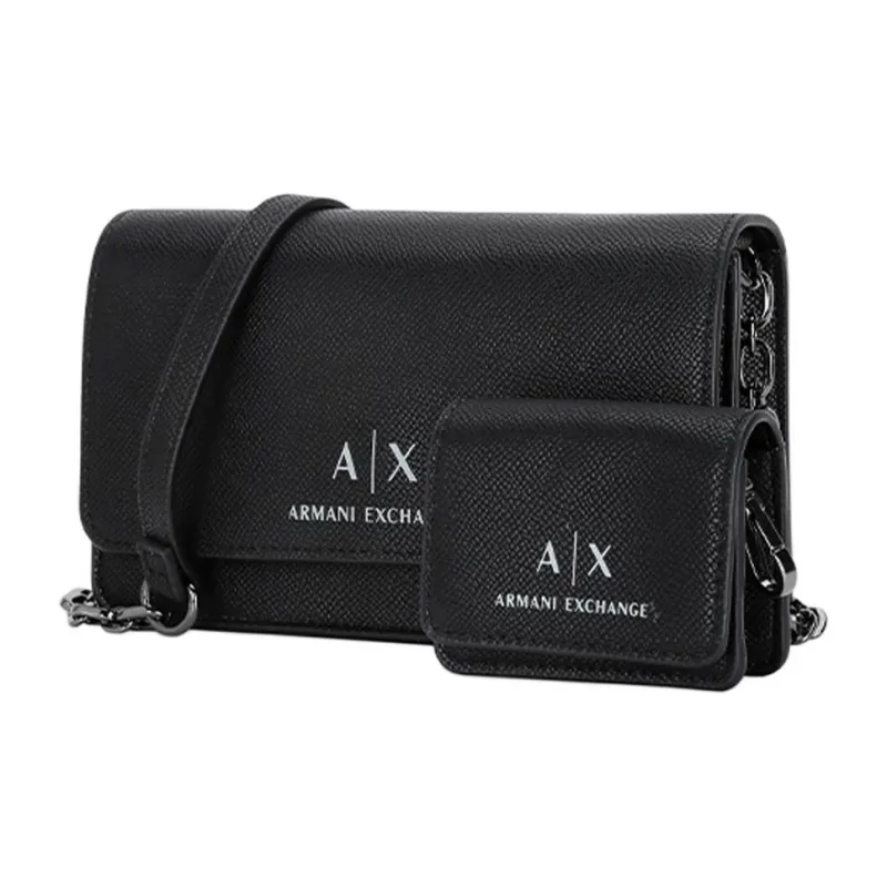 EMPORIO ARMANI Pu Synthetic Leather Combo Bag, Crossbody Bag, Shoulder Bag Women's Black-1