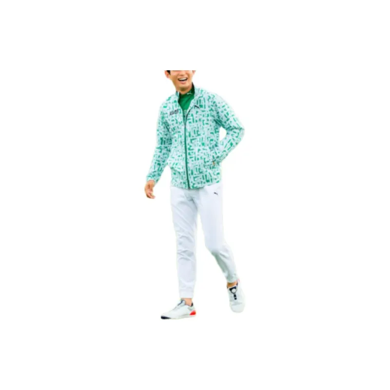 PUMA Golf Graphic Stretch Long Sleeve Jacket Jackets Coats Men's Green-3