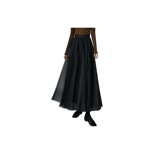 Late White Casual Long Skirts Women's Black