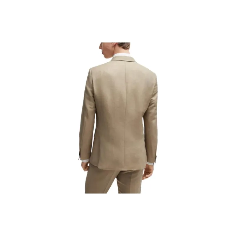 HUGO BOSS Extra-Slim-Fit Suit In Linen-Blend Chambray Business Suits Men's Light Brown-2