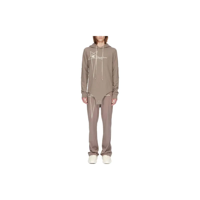 RICK OWENS X Champion Logo Embroidered Drawstring Hooded Bodysuit-3