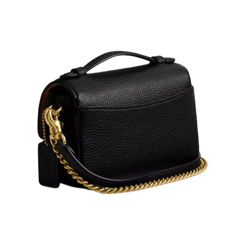 COACH Cassie High Quality Pebbled Leather Shoulder Bag Crossbody Bag Handbag Medium Size Women's Black-1