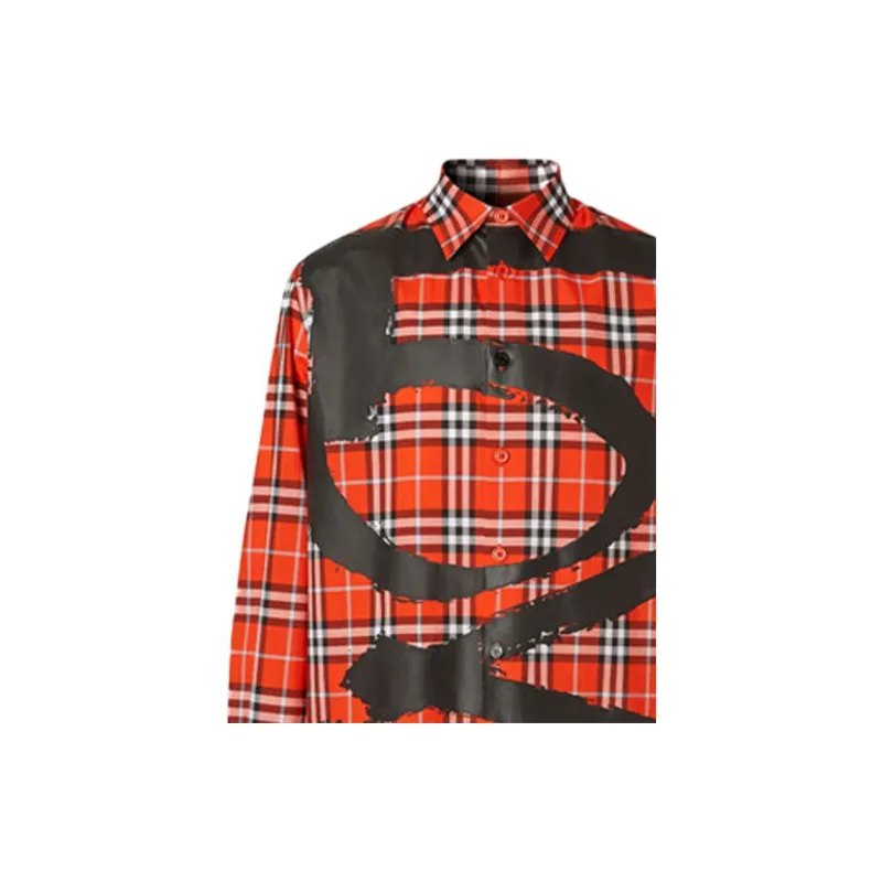 Burberry Shirts Men Orange Red-4