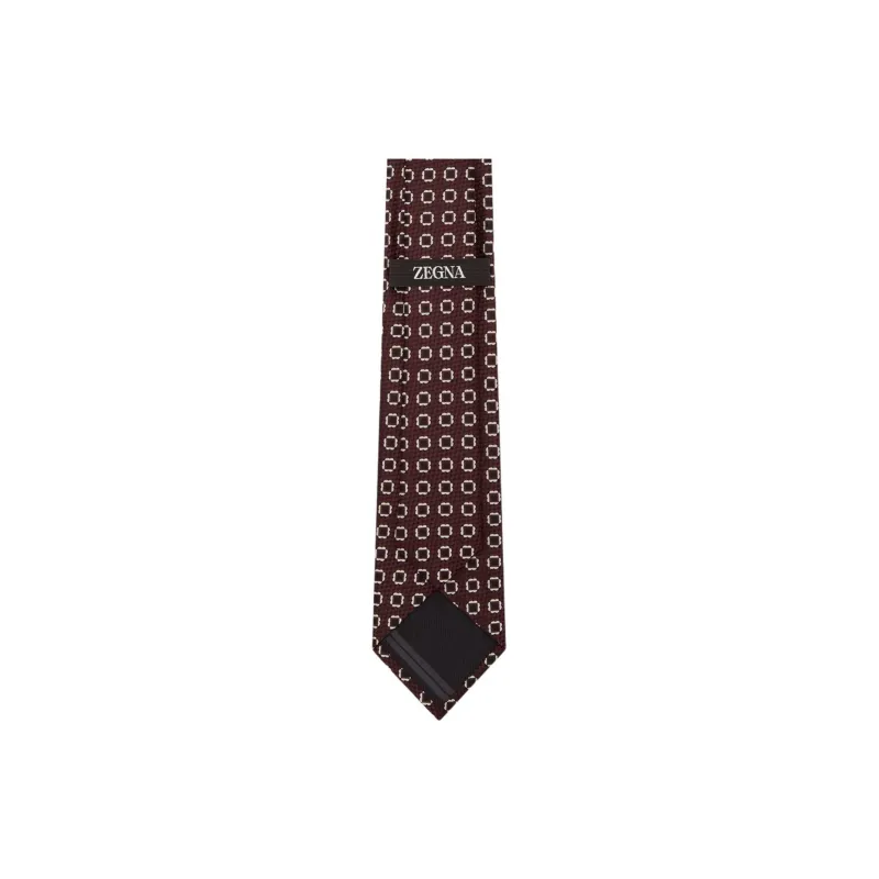 Zegna Mulberry Silk Polyester Fiber Ties Men's Burgundy-1