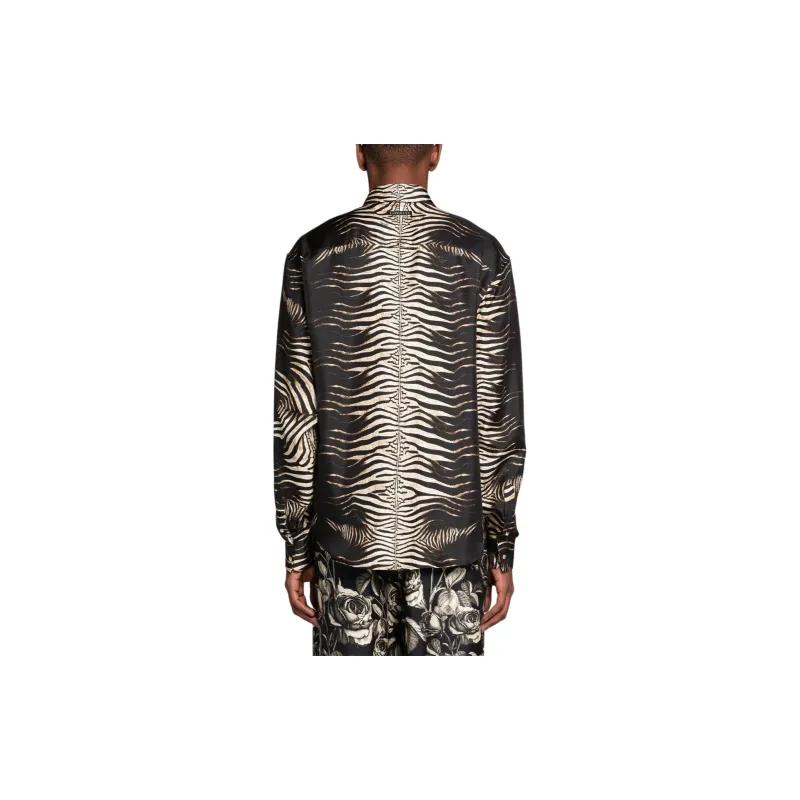 Roberto Cavalli Zebra-Print Silk Shirt Shirt Men's Black-3