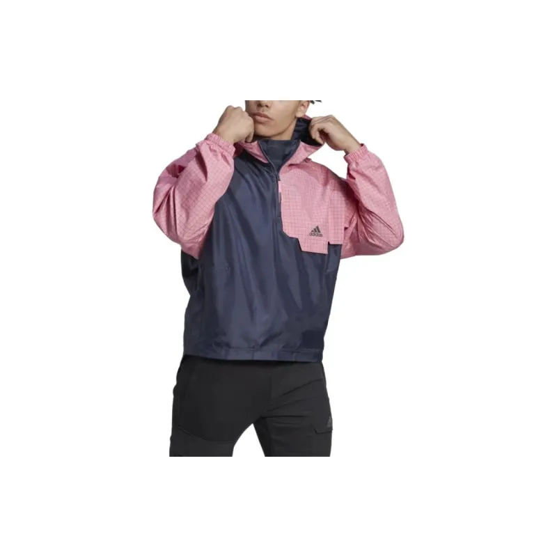 Adidas Windbreaker Jackets Men Blue Pink-1