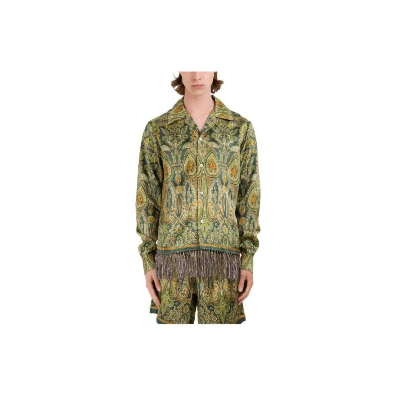 AMIRI Tapestry Long Sleeve Bowling Shirt-1