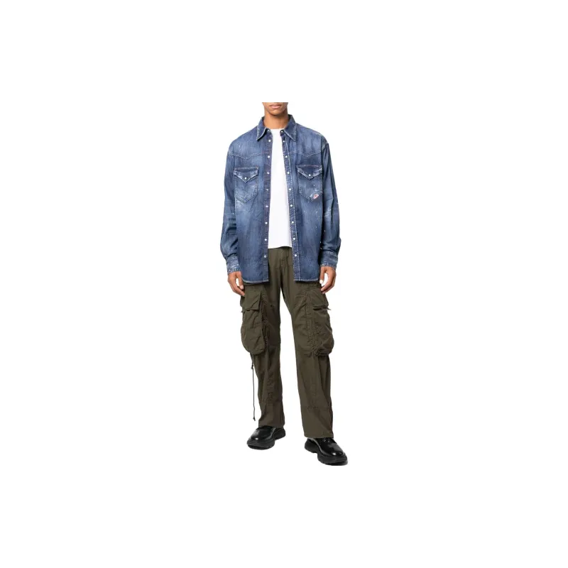 Dsquared2 Logo Patch Buttoned Denim Shirt-2